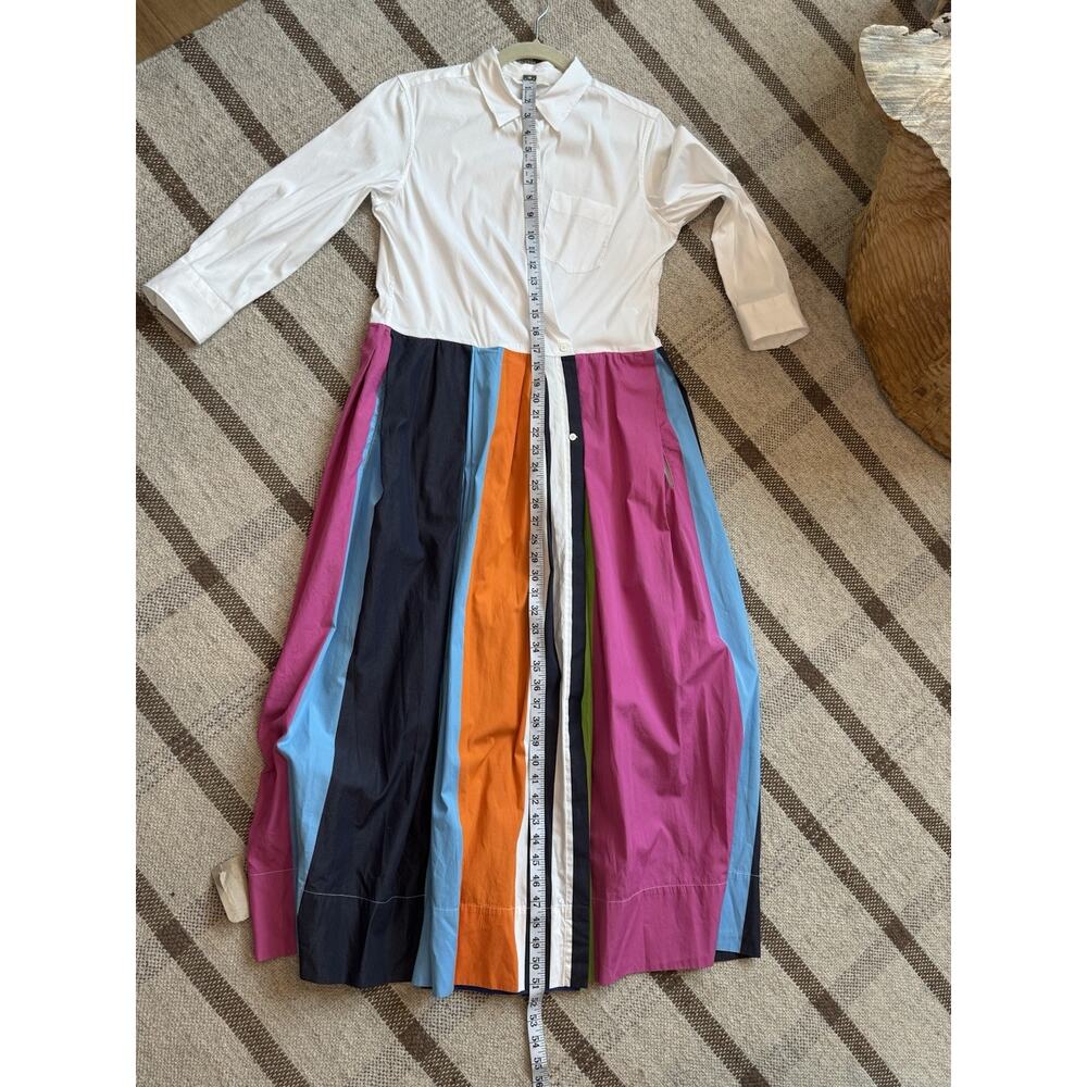Sara Roka Elenat 85 Midi Wrap Poplin Dress 44 Us Medium Stripe Colorful A Line - Picture 13 of 14